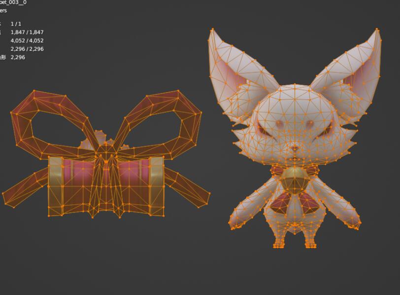 兔年 新年兔 梅花兔 狐兔 兔子 狐狸 神话 3DS+OBJ+Blender格式