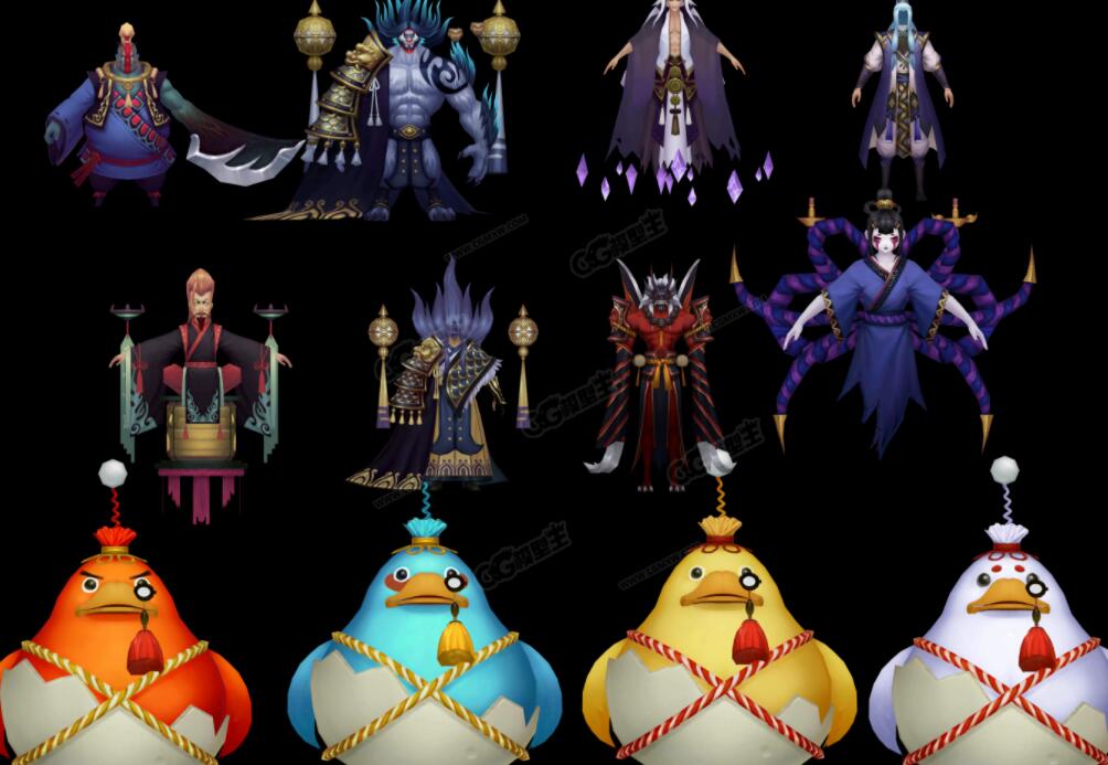 妖神 游戏角色模型 妖兽 狐妖 虎药 仙剑 灵宠 3D游戏模型