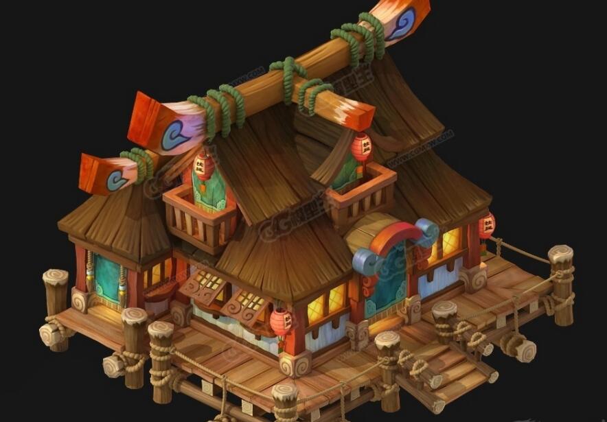 【灵罗戒】整套Q版游戏场景模型 3转2游戏美术资源
