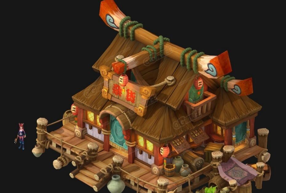 【灵罗戒】整套Q版游戏场景模型 3转2游戏美术资源