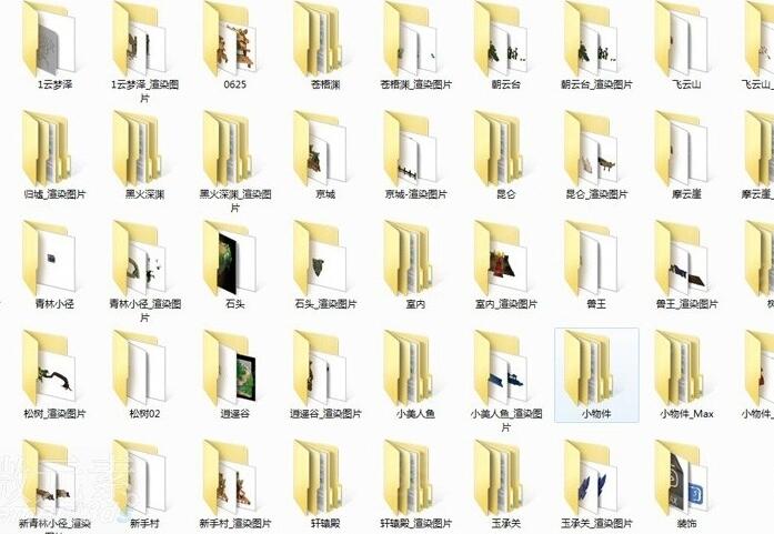 【灵罗戒】整套Q版游戏场景模型 3转2游戏美术资源