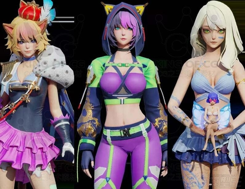 日韩风次世代游戏美少女角色3D模型