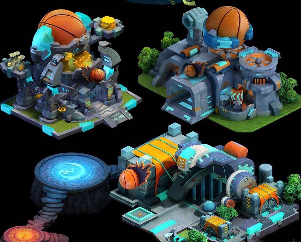 古代游戏场景建筑3D模型场景物件 石头 植物 游戏美术素材 游戏资源