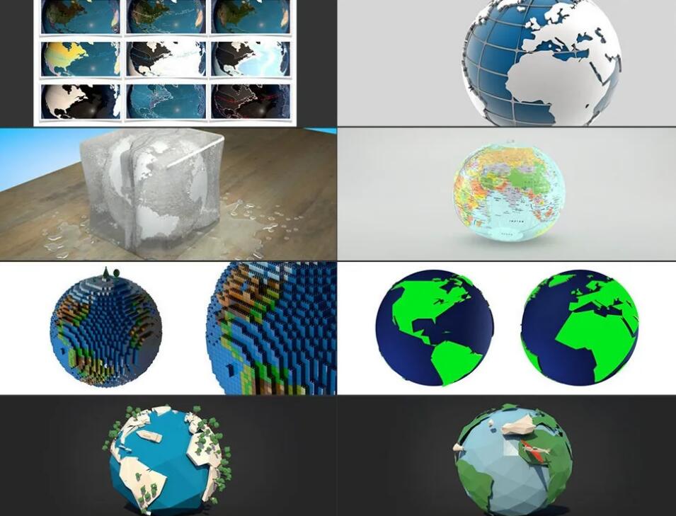 50个地球相关C4D/E3D模型（带绑定和多种参数调节）