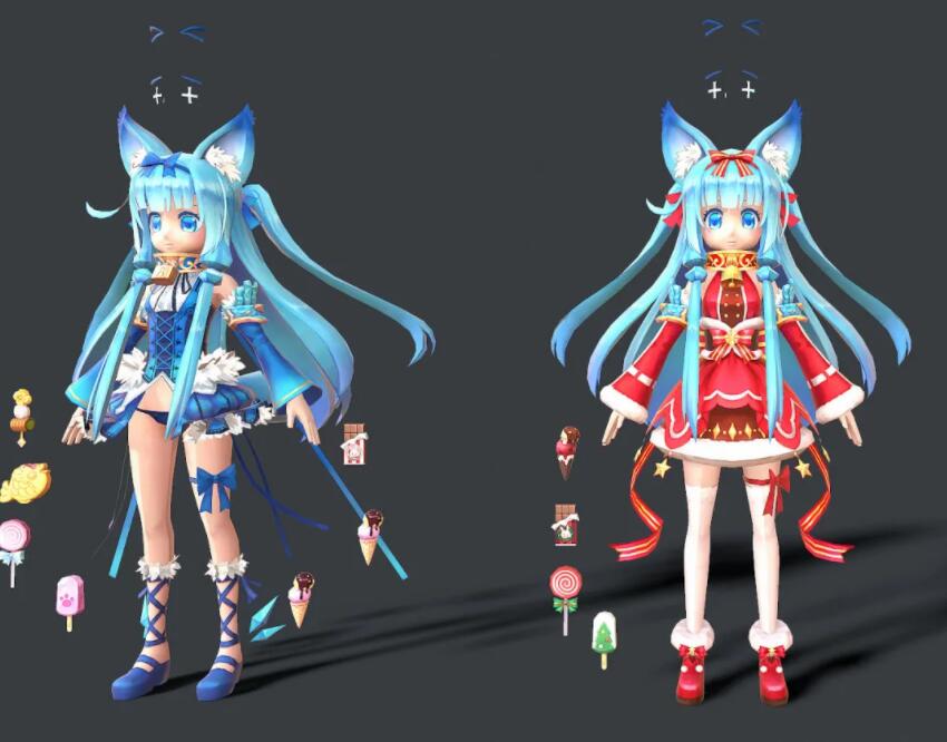 可爱卡通二次元萌妹子 小萝莉 美少女战士 萌女郎3d模型
