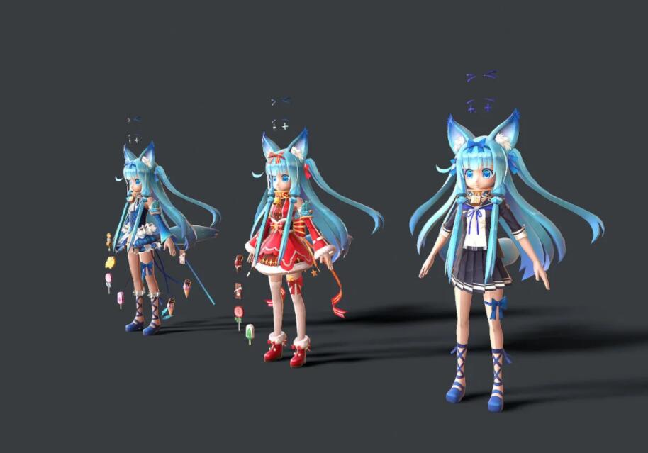可爱卡通二次元萌妹子 小萝莉 美少女战士 萌女郎3d模型