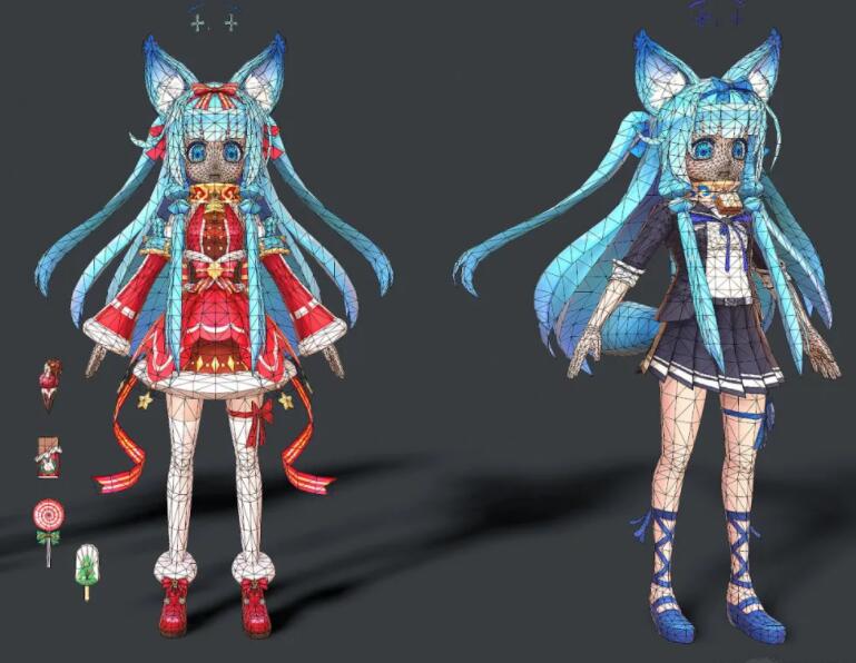可爱卡通二次元萌妹子 小萝莉 美少女战士 萌女郎3d模型
