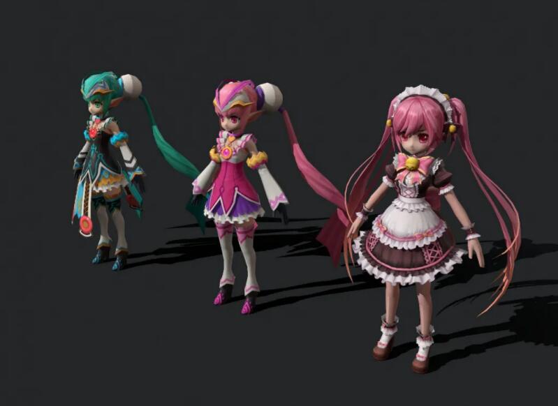 可爱二次元双马尾美少女 小萝莉 小魔仙 美少女战士 美女魔法师3D模型