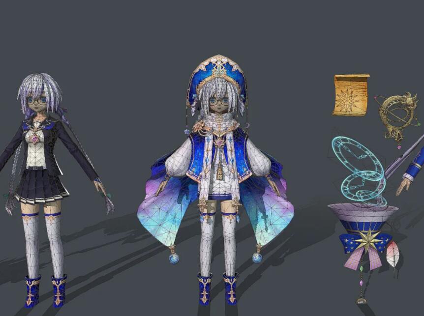 二次元美少女星空学士 小萝莉 小魔仙 美少女战士 美女魔法师3D模型