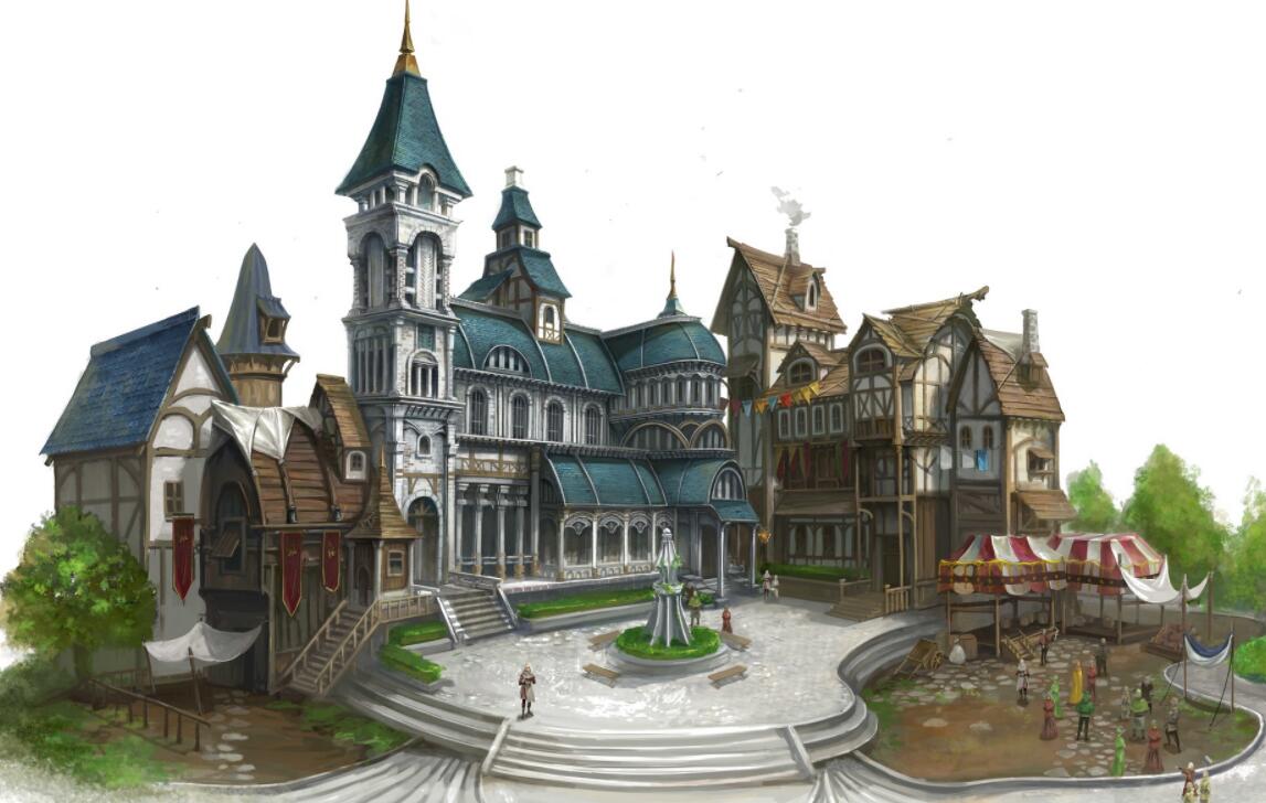 游戏场景建筑原画作品