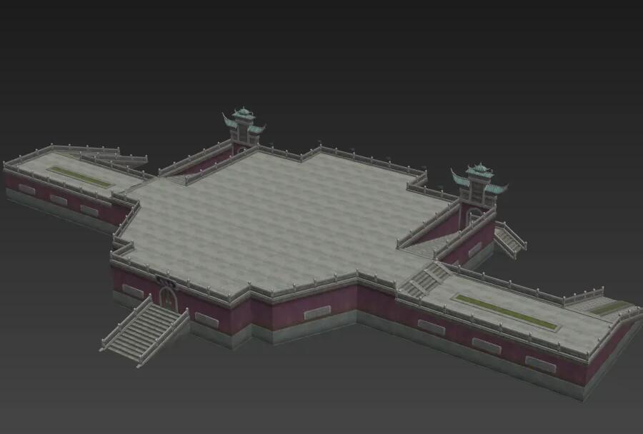 一套低模游戏场景 古建筑模型 房屋道具等3D模型