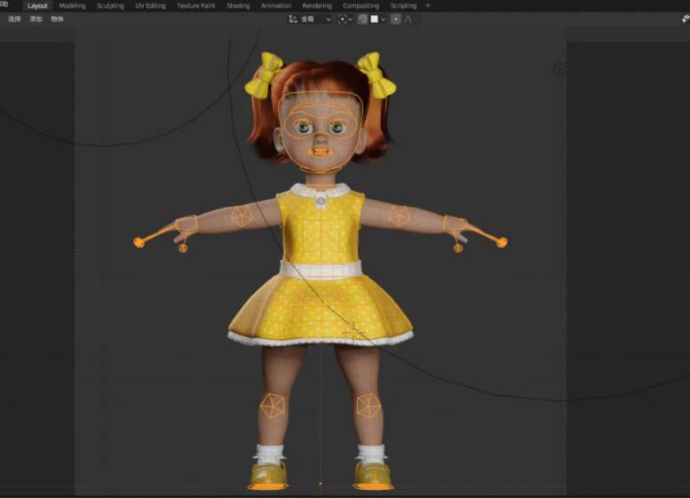 可爱小女孩 小孩带绑定 马尾辫小女孩 幼儿园小女孩3D模型