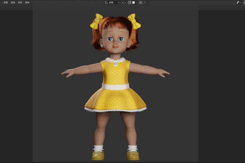 可爱小女孩 小孩带绑定 马尾辫小女孩 幼儿园小女孩3D模型