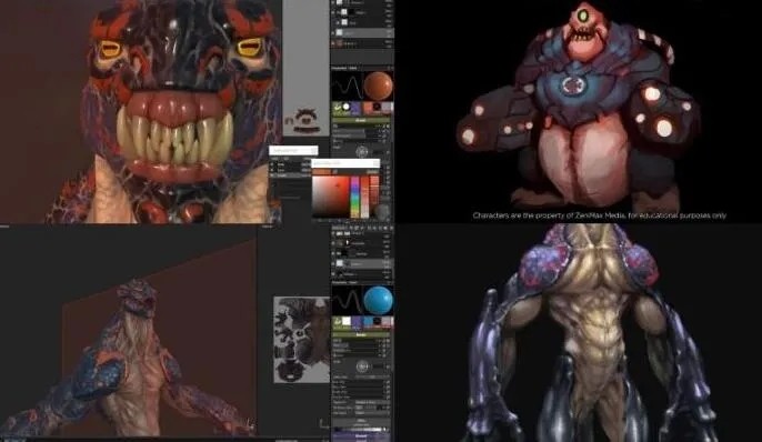 Zbrush 魔幻怪物角色设计细化雕刻视频教程 附源文件 ZB PS SP