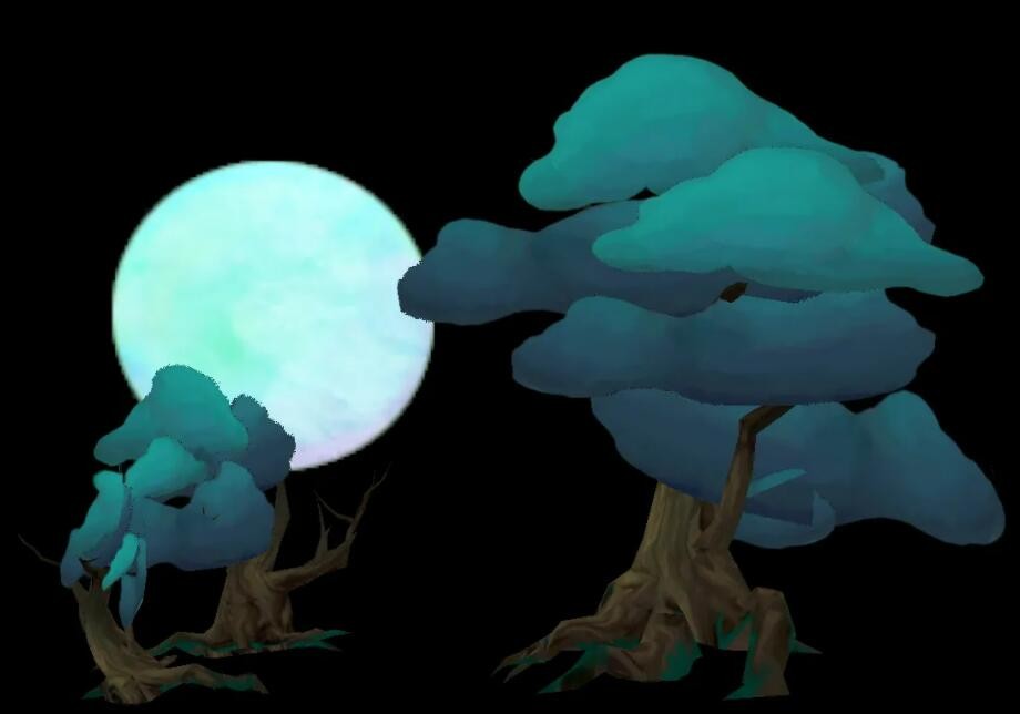 树月 天月神居 月神 圆月 明月树梢3D模型