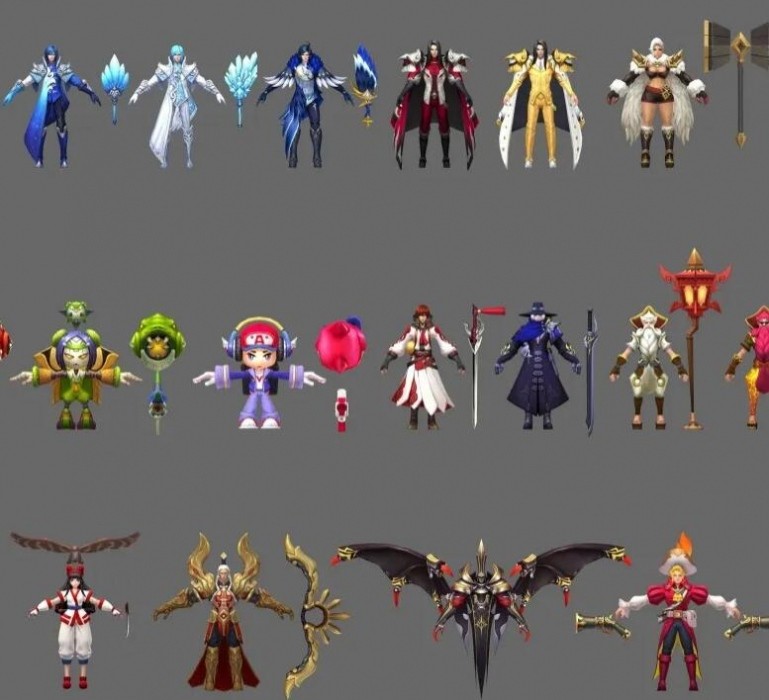 一套Q版神魔游戏角色模型