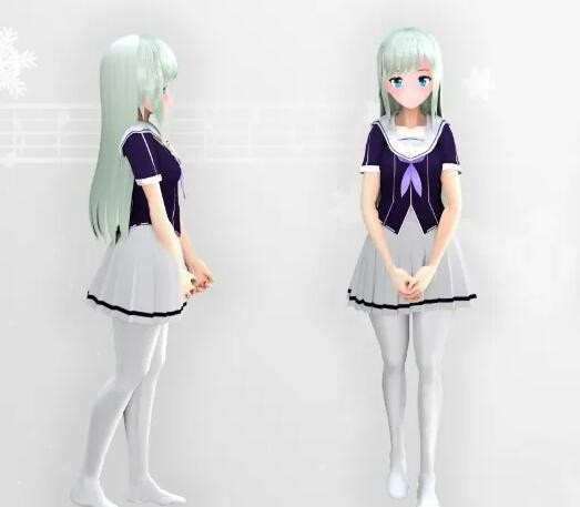 带绑定的日漫风格卡通二次元女孩3d模型