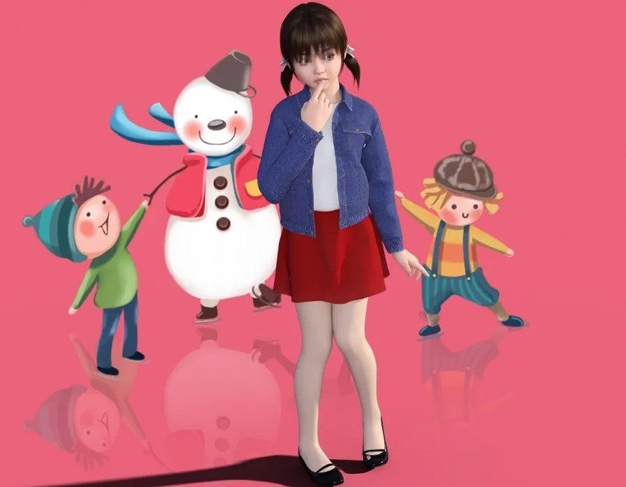 忧郁的小女孩3D模型