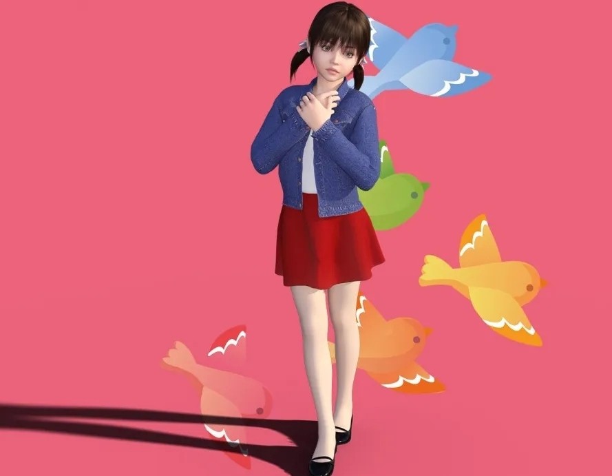 忧郁的小女孩3D模型