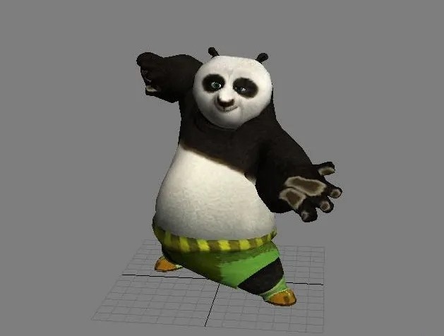 功夫熊猫中的卡通熊猫人阿宝带3d模型下载 含贴图和绑定