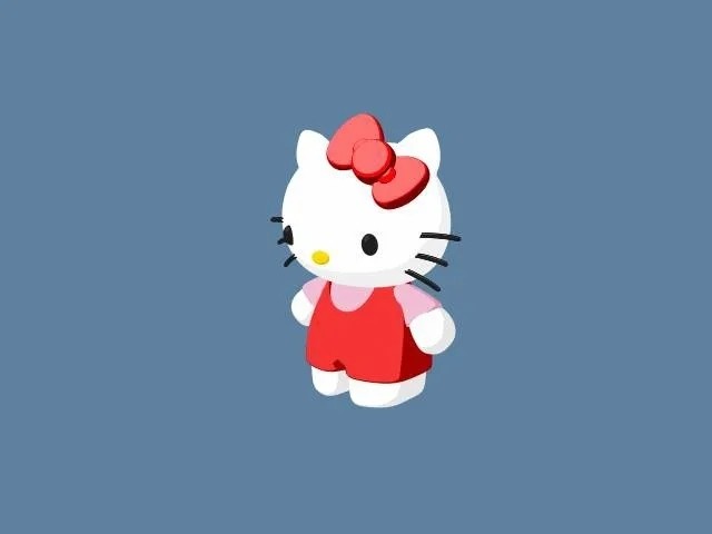 超萌可爱的helloKitty粉红色小猫卡通角色maya模型下载