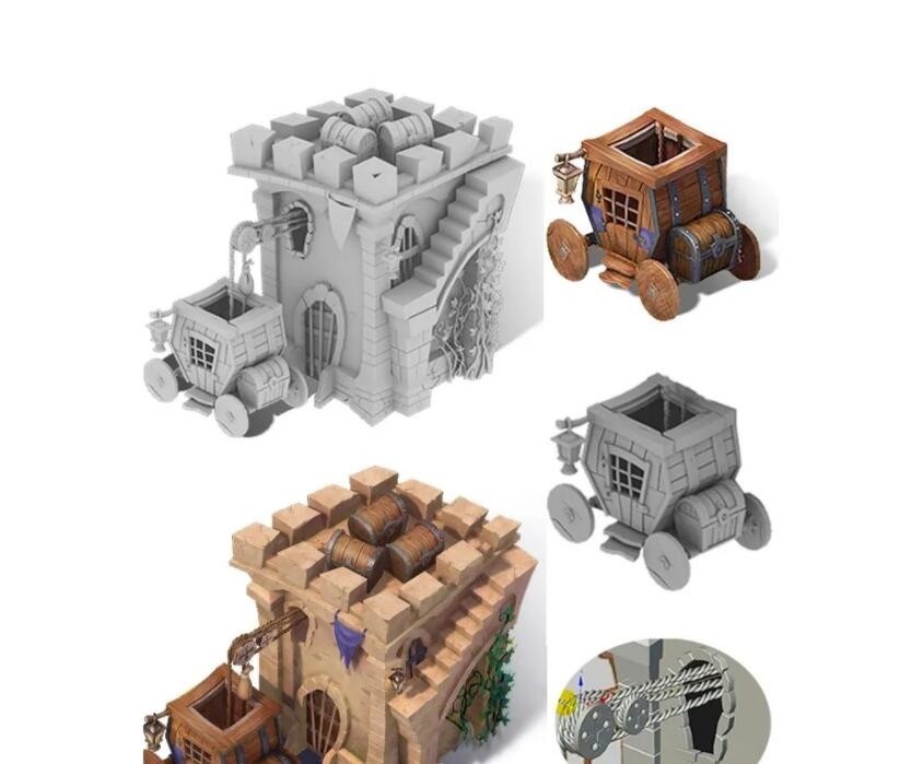 3Dmax游戏防御塔三转二场景制作教程