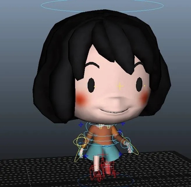 Q版女孩maya模型下载！大头卡通小女孩maya模型！
