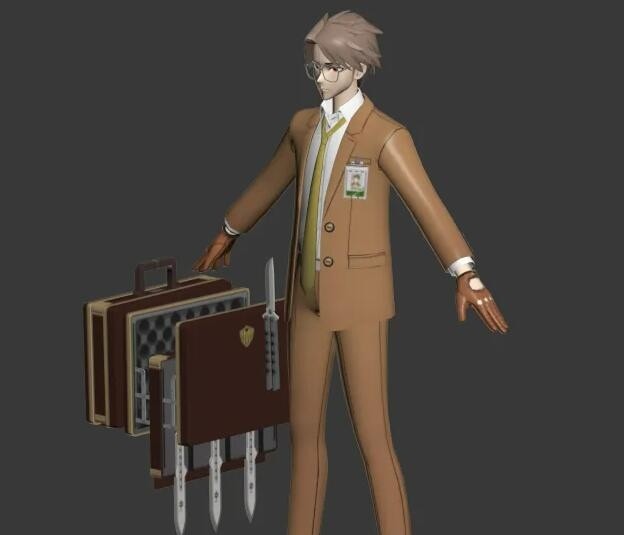 卡通二次元版穿西装的男特工3D模型