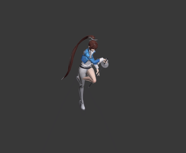 女剑客卡通模型 有绑定动作