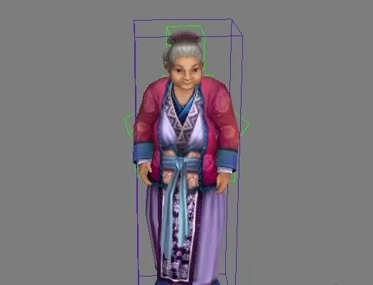 一个老奶奶 老婆婆3d模型 带绑定和动画