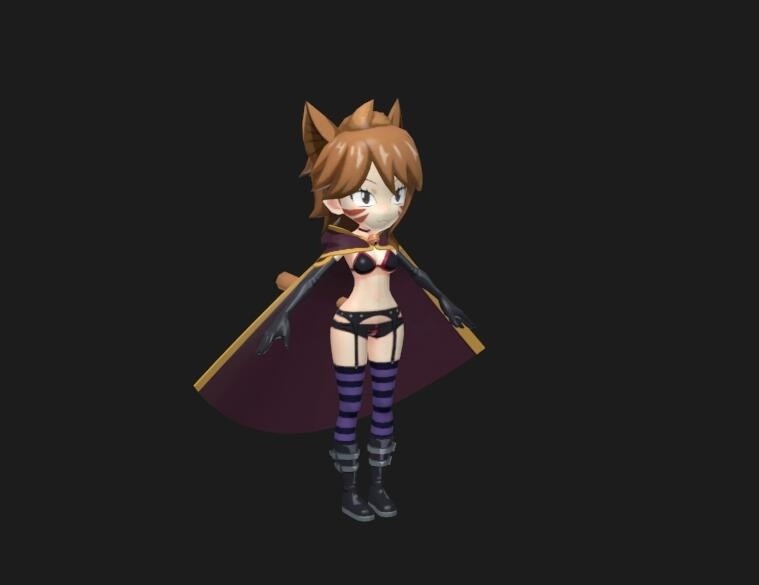 Q版卡通猫女孩3D模型