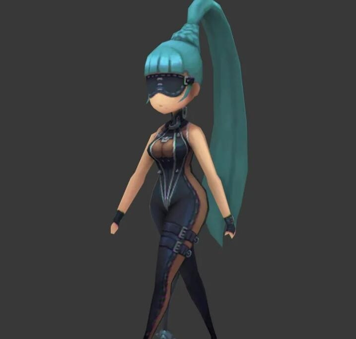 卡通萝莉带绑定3D模型
