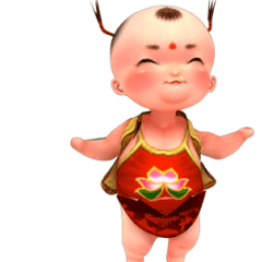 超可爱肚兜小屁孩max模型带贴图绑定动作