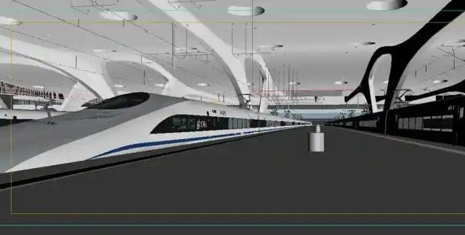 高铁站3dmax场景模型 有铁轨和动车高铁列车的地铁站高铁站火车站场景模型下载 ...