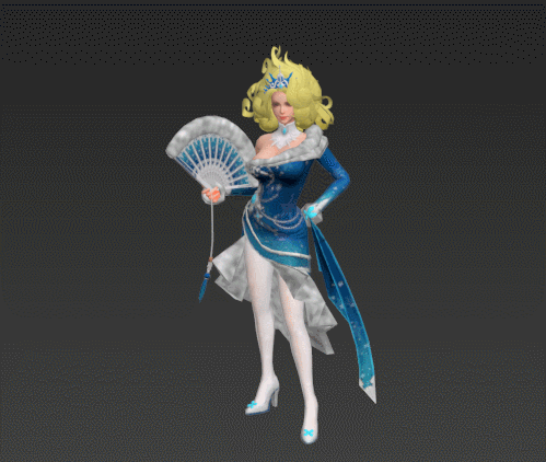 挥舞扇子的美女角色动画模型