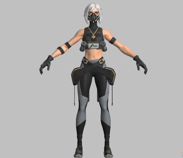 科幻女武士游戏模型带绑定