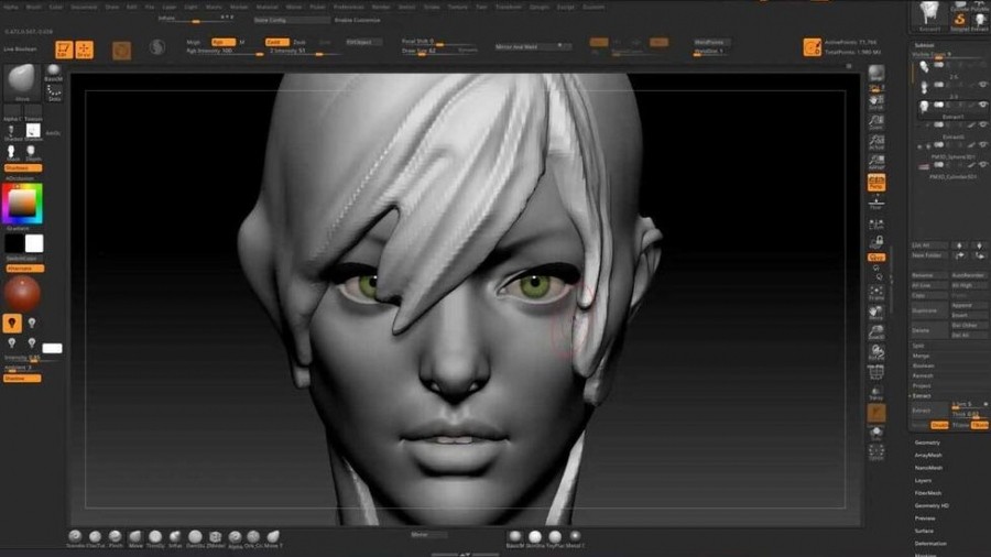 Zbrush游戏女性剑士角色雕刻制作完整流程视频教程