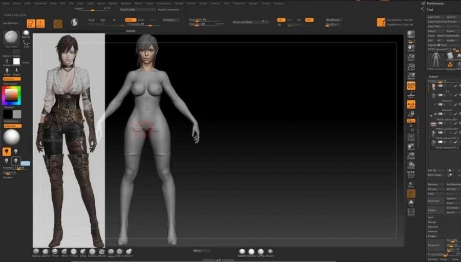 Zbrush游戏女性剑士角色雕刻制作完整流程视频教程