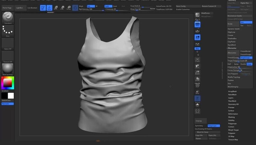 zbrush服装、布料和靴子建模教程