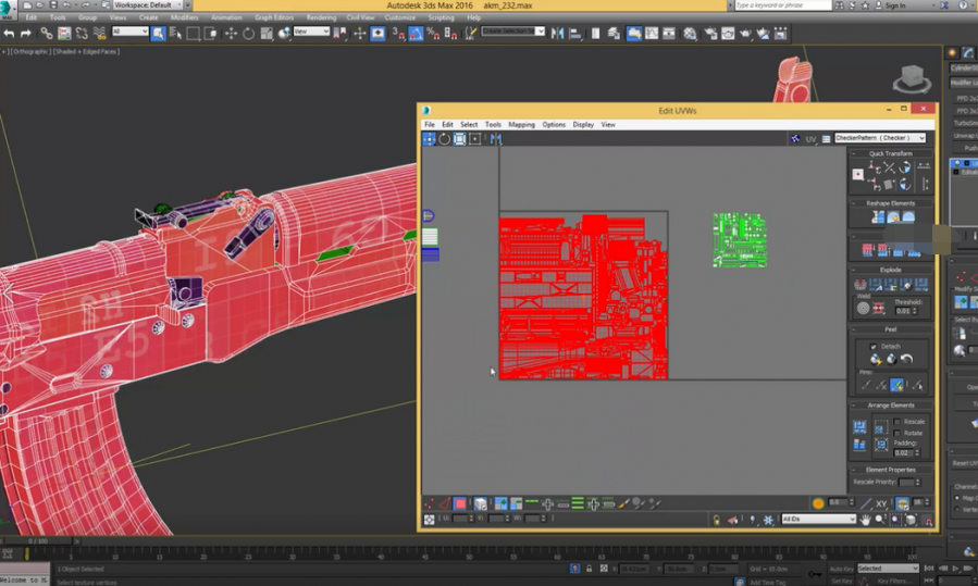 3dmax AK-47枪械全流程教程 英文版 视频超清