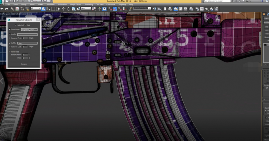 3dmax AK-47枪械全流程教程 英文版 视频超清