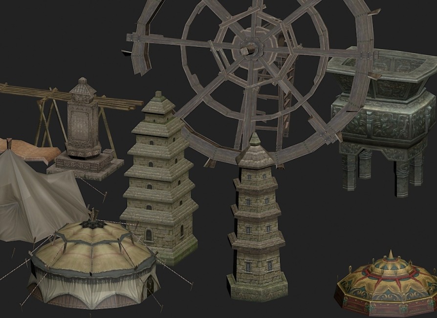 古代场景建筑物件道具模型