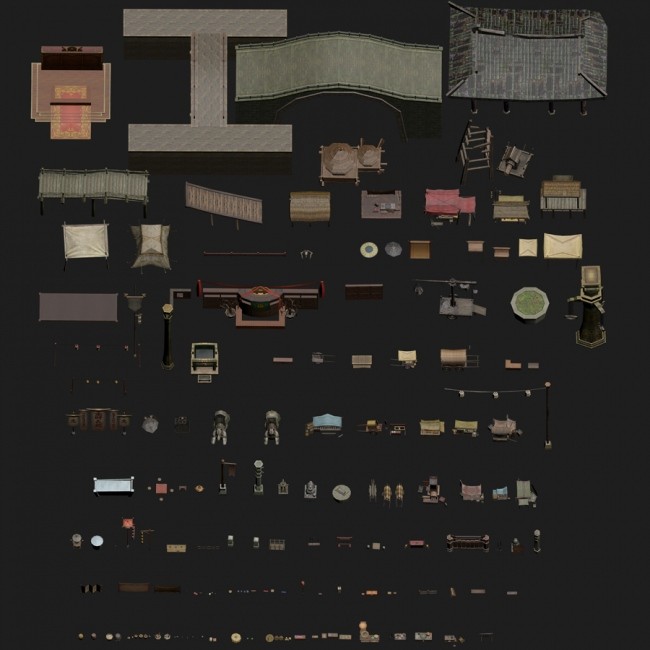 古代场景建筑物件道具模型