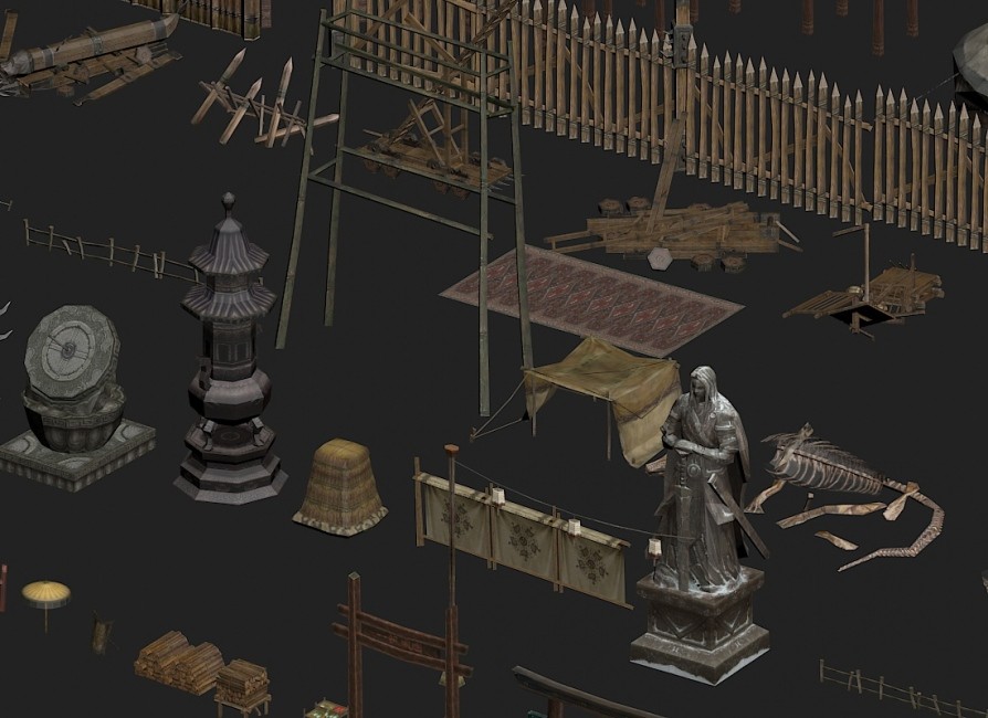 古代场景建筑物件道具模型