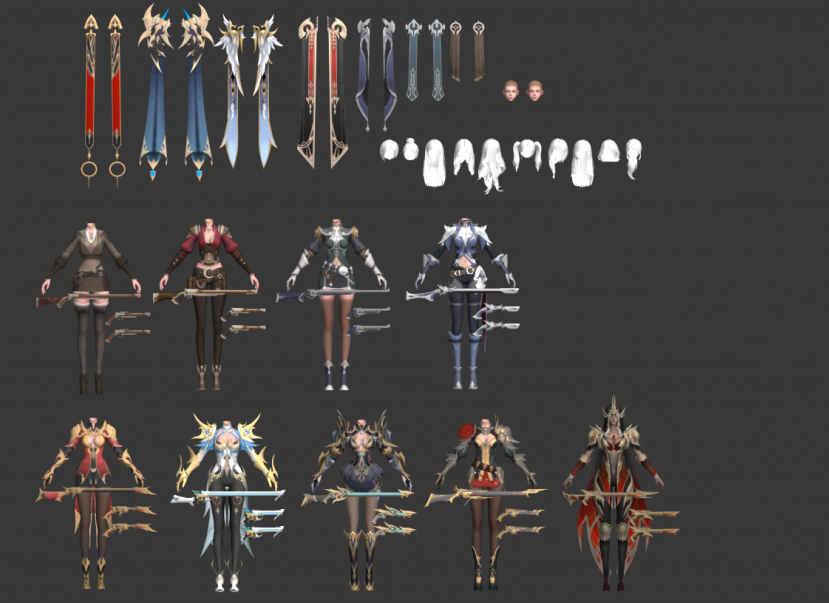 日韩 魔幻 次时代PBR 手游【Project V4 】 全职业角色服装 NPC 坐骑 怪物模型