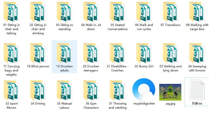 一堆bip文件 人物 日常 运动 办公 舞蹈 功夫等动作