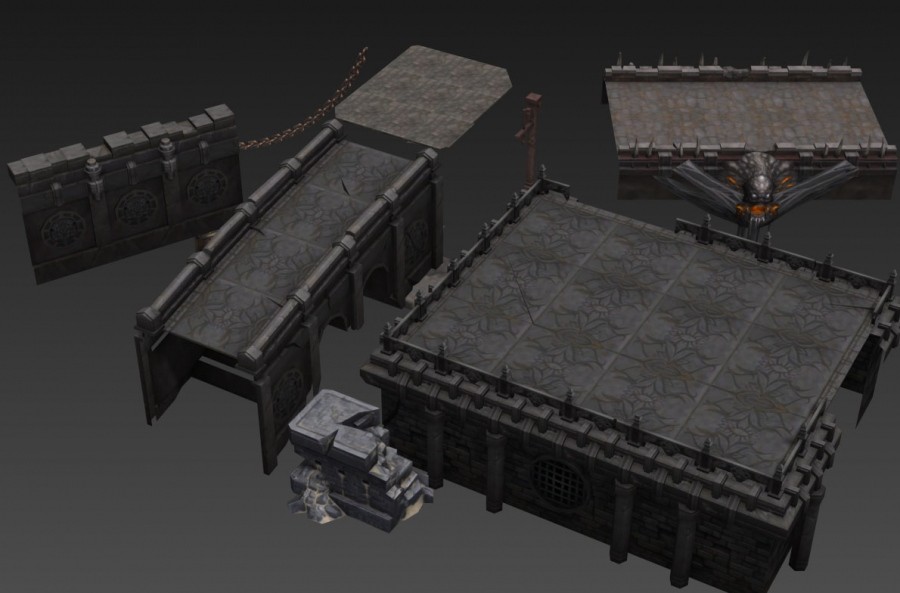 一套魔幻中式风3d端游场景建筑模型