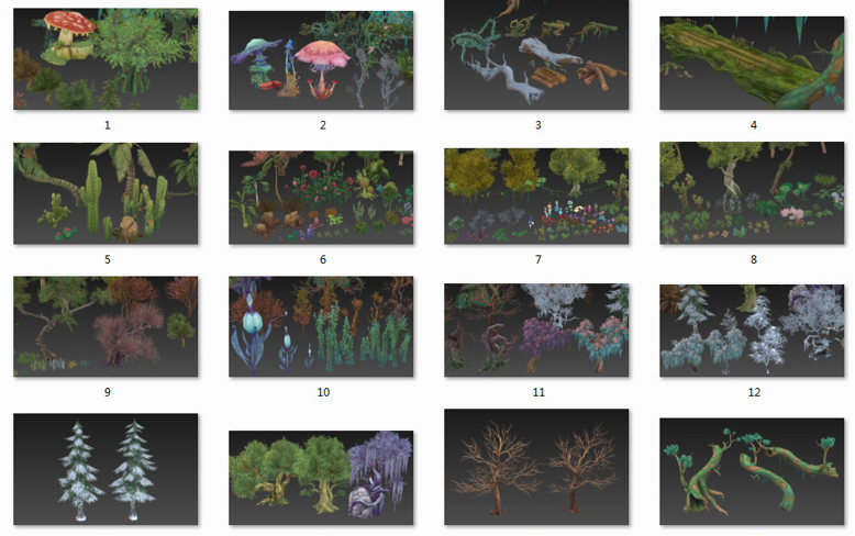 一套精美3D游戏植物模型