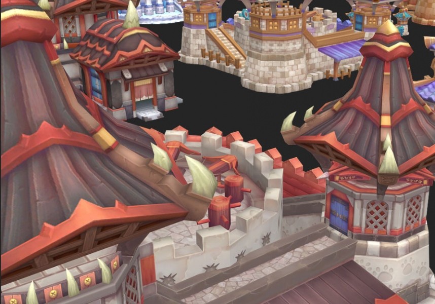 卡通Q版手绘房屋建筑场景