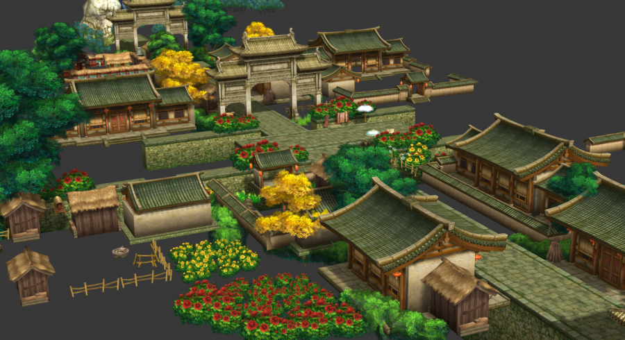 写实古代武侠风格游戏场景模型